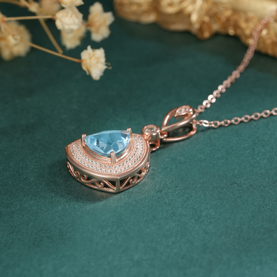 Collar de Plata S925 con Topacio Azul Claro - Colgante Triángulo Geométrico para Mujer - Image 9