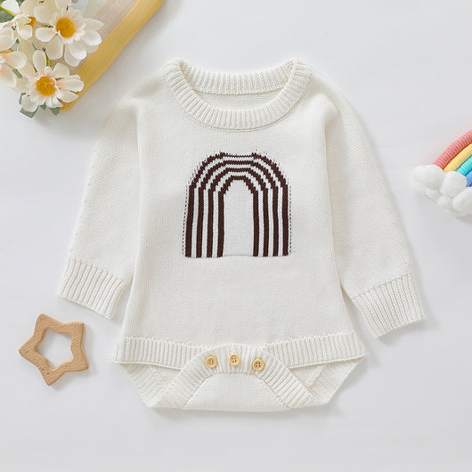Suéter Tipo Romper para Niños Blanco y Café Claro - Image 17