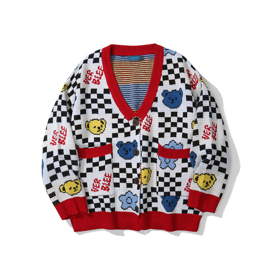 Cardigan Tejido Osito de Dibujos Animados para Hombre