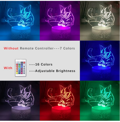 Lámpara de Escritorio 3D Gato con Control Remoto y Luz Nocturna RGB - Image 11