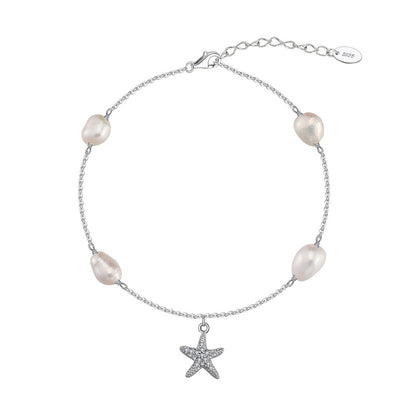 Tobillera de Plata 925 con Estrella de Mar y Perla - Estilo Playa - Image 10