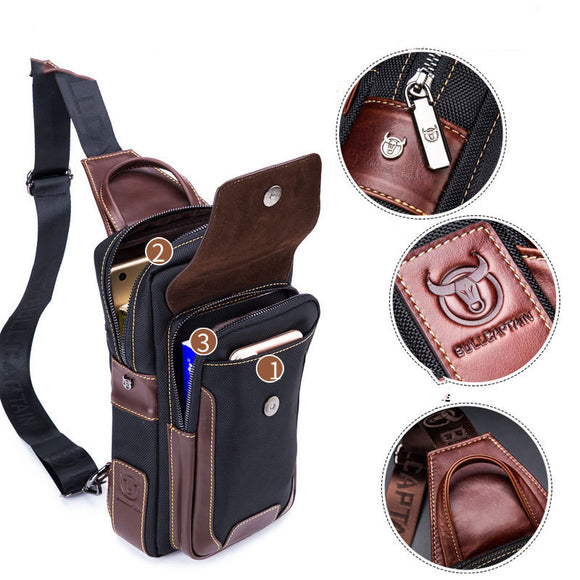Bolsa Carteiro Masculina de Couro Genuíno - Estilo Casual com Alça Transversal Única