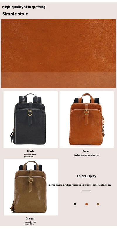 Mochila de Cuero Genuino Retro Laminado - Image 15