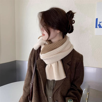 Bufanda Tejida Bicolor para Mujer - Cálida y Versátil para Otoño e Invierno - Image 10