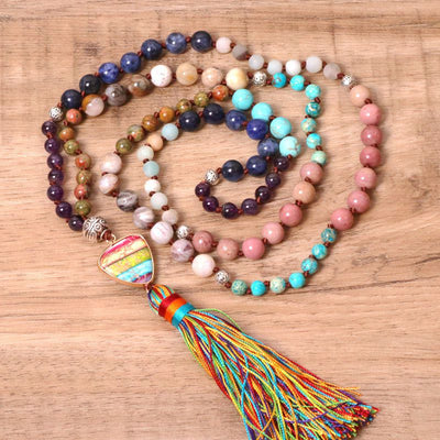 Collar Bohemio con Piedras Coloridas y Borla de Tassel - Image 10