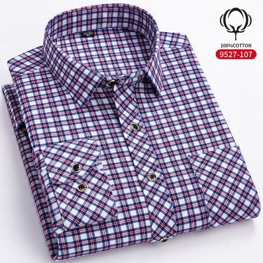 Camisa de Cuadros Suelta en Algodón para Hombre de Manga Larga - Image 11