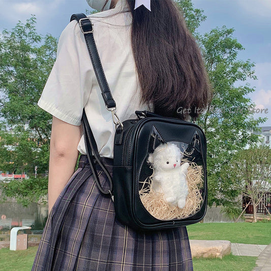 Bolsa Transparente para Muñecas de Gato Japonés Adorable de Algodón