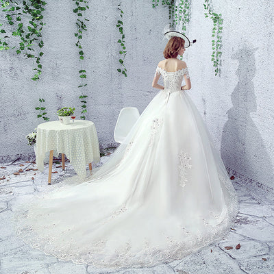 Vestido de Novia Asimétrico con Velo Francés Trailing Estilo Hepburn - Image 7