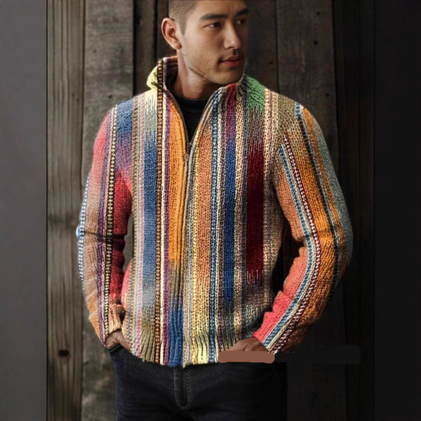 Chaqueta Navideña Casual para Hombre con Estampado 3D y Cierre