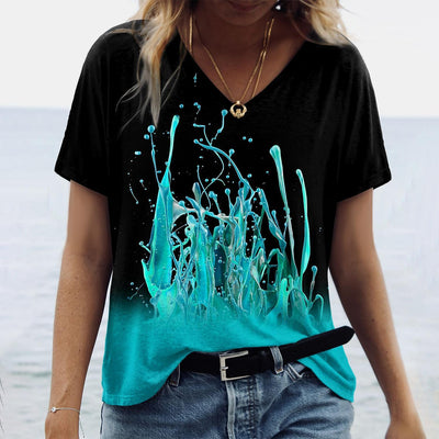 Blusa Cuello V con Estampado Abstracto para Mujer - Image 4