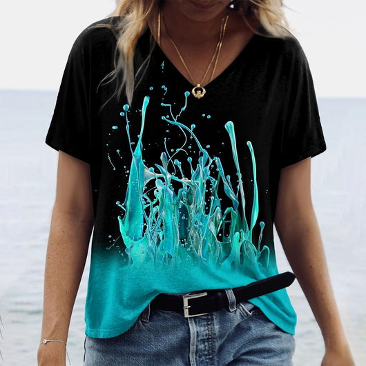 Blusa Cuello V con Estampado Abstracto para Mujer - Image 4
