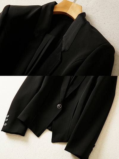 Conjunto de Blazer Negro y Falda Plisada de Dos Piezas para Mujer - Image 15