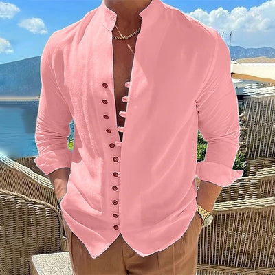 Camisa Casual Hombre Manga Larga Botones Retro Suelta - Image 3