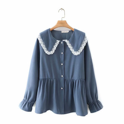 Blusa Casual de Cuello Babero Rejuvenecedora de Manga Larga Suelta - Image 17
