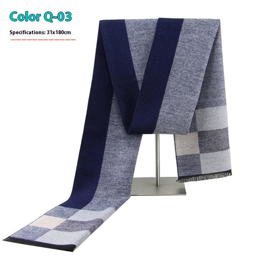Bufanda Ejecutiva de Cachemira Rayada para Hombre Invierno - Image 8