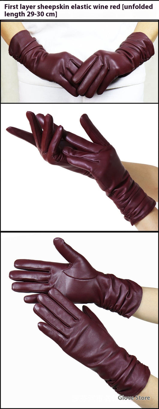 Guantes de Cuero Gamuza Premium para Mujer con Puño Extendido - Image 30