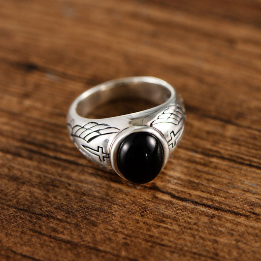 Anillo de Plata Tailandesa con Ágata Negra Vintage - Image 11