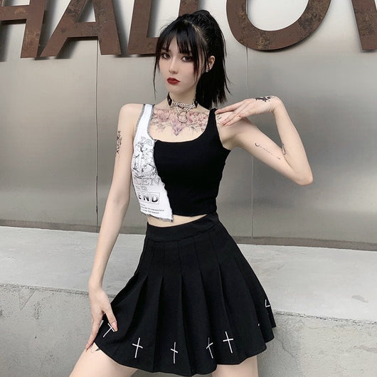 Musculosa Mujer Estilo Urbano con Estampado Patchwork - Image 9