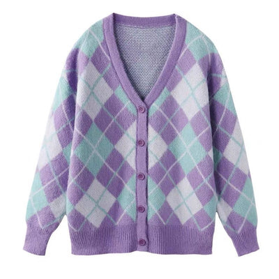 Cardigan Tejido Mujer Estilo Rombo con Textura Suave - Image 2