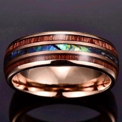 Anillo de Acero Inoxidable Dorado Rosa para Hombre con Triple Surco 8mm - Image 6