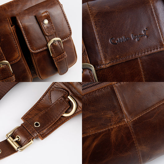 Bolsa Táctica de Cuero para Hombre - Bandolera Multi-Bolsillos en Cuero Genuino - Image 11