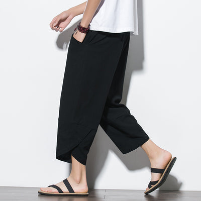 Pantalones Harem Sueltos de Algodón y Lino - Image 8