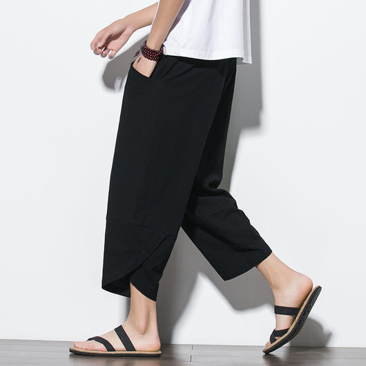 Pantalones Harem Sueltos de Algodón y Lino - Image 8