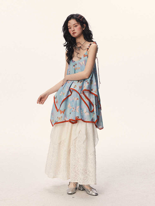 Vestido Corto Tipo Sling con Cuentas de Mariposa - Estilo Femenino y Adorable - Image 4