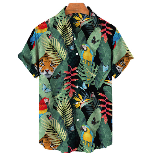 Camisa Hawaiana Tropical con Impresión 3D Digital de Animales de Selva para Hombre - Image 16
