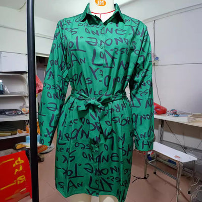 Camisa Vestido Estampada con Solapa Oversize - Image 3