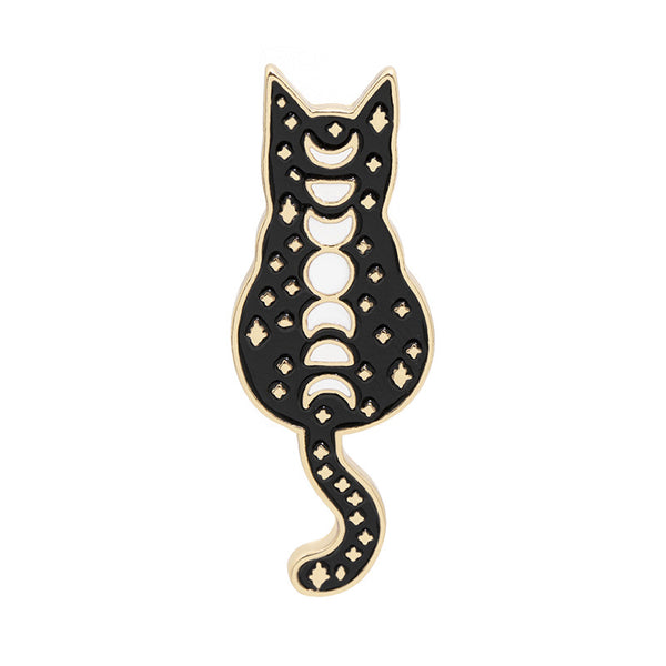 Broche Gato Esmaltado con Gotitas de Aceite - Aleación Metálica para Denim
