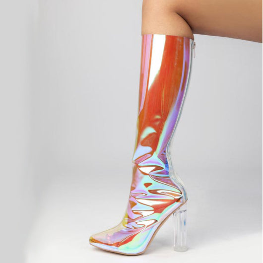 Botas Altas Plataforma Talla Grande Tacón Grueso Punta Redonda para Mujer - Image 7