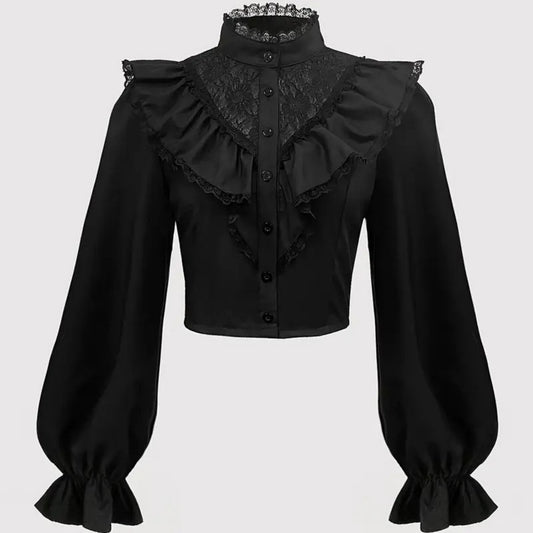 Blusa de Encaje con Botones Frontales y Diseño Exclusivo