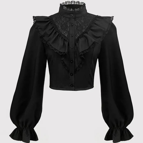 Blusa de Encaje con Botones Frontales y Diseño Exclusivo