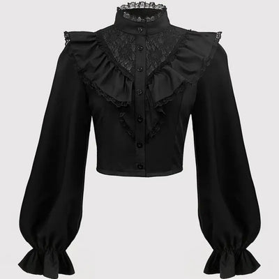Blusa de Encaje con Botones Frontales y Diseño Exclusivo