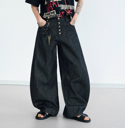 Pantalones Vaqueros Negros de Pierna Ancha en Denim Crudo - Image 10