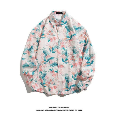 Camisa Retro Holgada Estilo Hong Kong con Estampado de Manga Larga para Hombre - Image 34