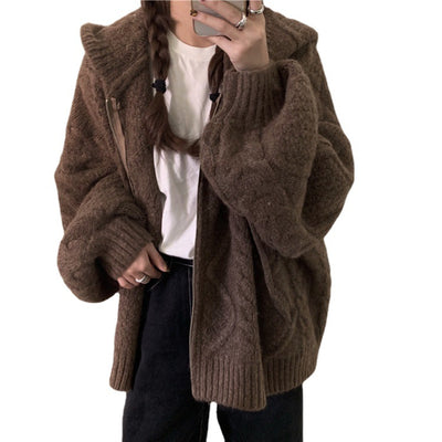 Cardigan Sudadera con Capucha y Tejido Trenzado - Image 5