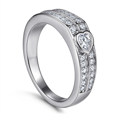 Anillo de Boda para Mujer Corazón con Diamantes en Fila - Image 12