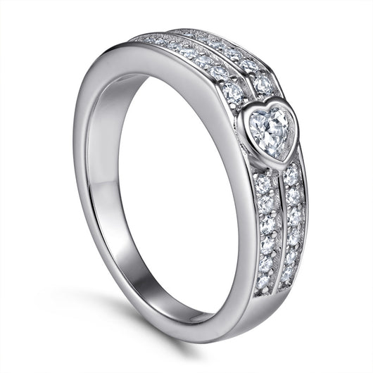 Anillo de Boda para Mujer Corazón con Diamantes en Fila - Image 12
