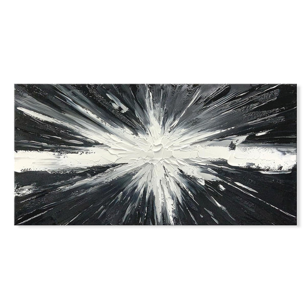 Cuadro Abstracto Minimalista en Blanco y Negro - Pintura al Óleo Hecha a Mano - Image 5