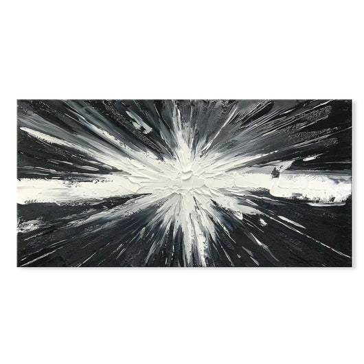 Cuadro Abstracto Minimalista en Blanco y Negro - Pintura al Óleo Hecha a Mano - Image 5