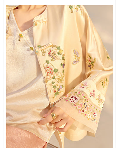 Blusa Larga Estilo Chino Premium con Bordado y Estampado Artesanal - Image 31