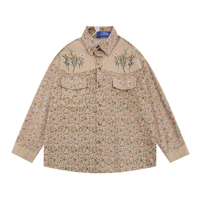 Camisa Cardigan Floral para Hombre - Bordada con Solapa, Manga Larga Suelta - Image 6