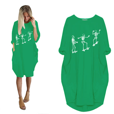 Vestido Holgado de Manga Larga con Estampado Temático y Bolsillos - Image 35