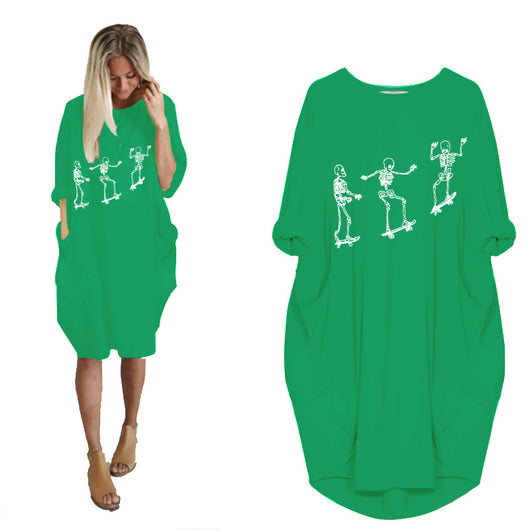 Vestido Holgado de Manga Larga con Estampado Temático y Bolsillos - Image 35