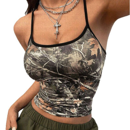 Blusa Corta Estampado Camuflaje Primavera Verano - Image 5