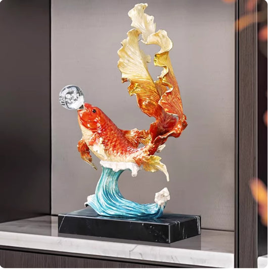 Ornamento Koi Saltando la Puerta del Dragón - Estilo Chino Contemporáneo - Image 3