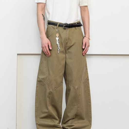 Pantalones Khaki Premium Deconstrucción Retro Pierna Ancha para Hombre - Image 3