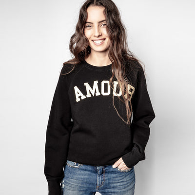 Sudadera Estampada AMOUR en Algodón Negro para Mujer - Image 4